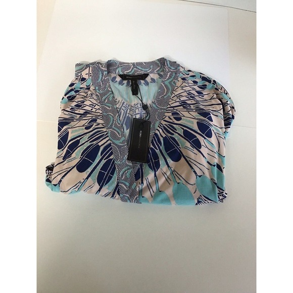 NWT BCBG MAX AZRIA Paisley Blue Printed Wrap Dress, Size Medium - Picture 13 of 14